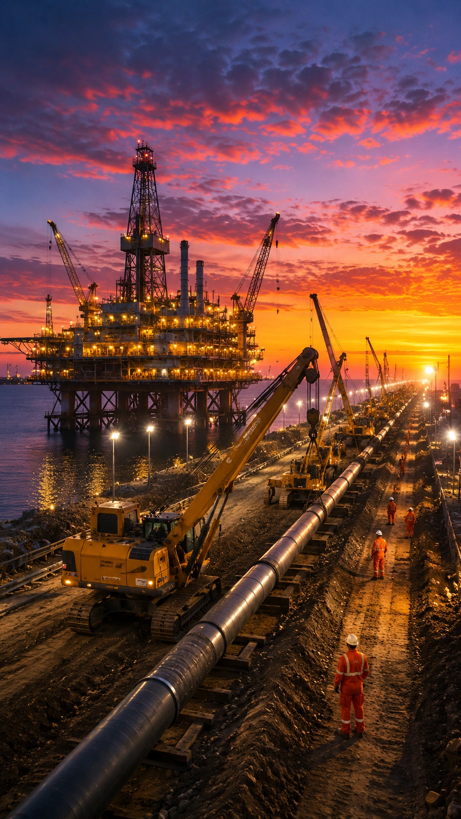 Onshore and offshore oil and gas, and pipeline works